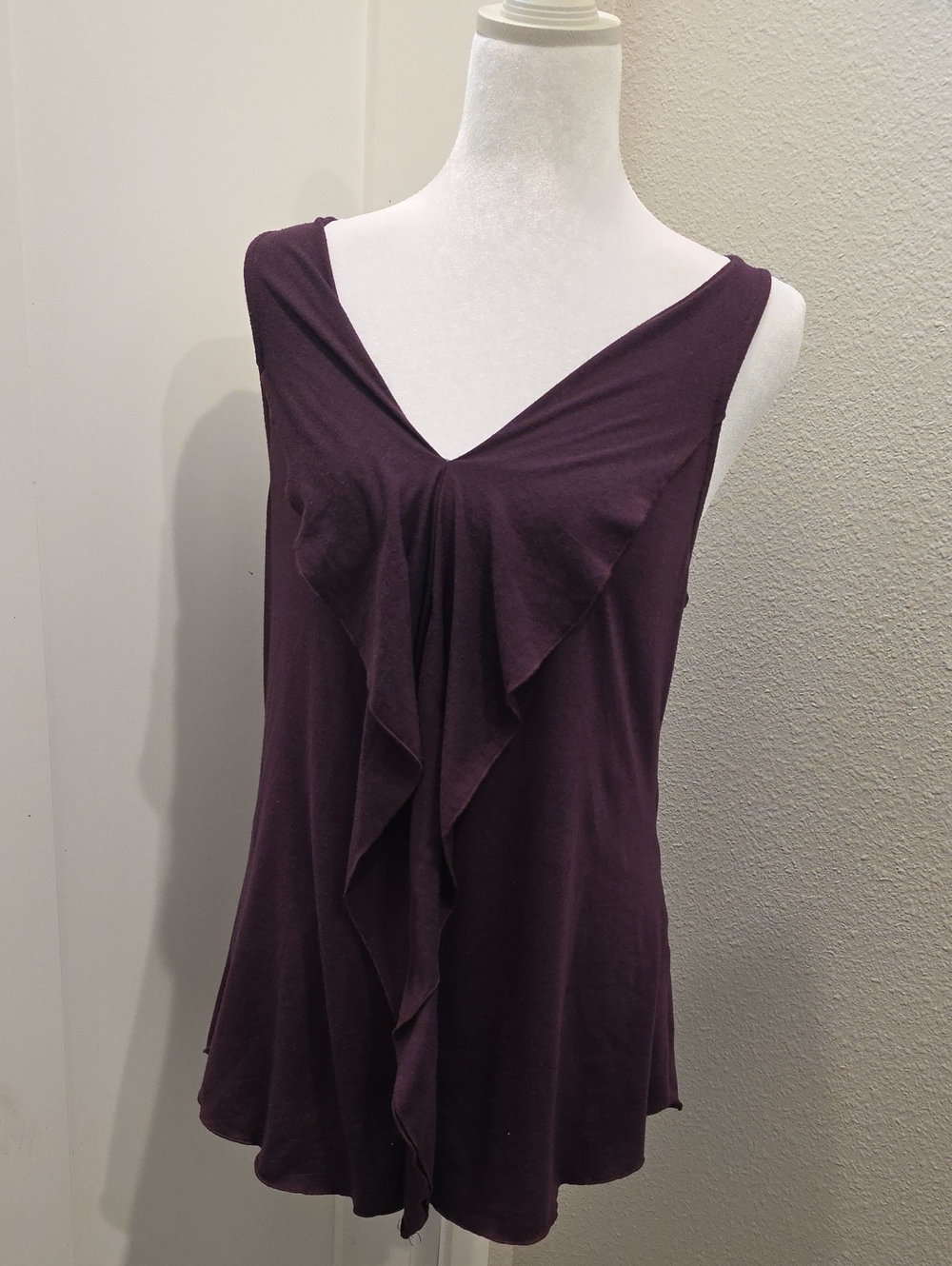 Banana Republic Plum Ruffle V-Neck Sleeveless Top